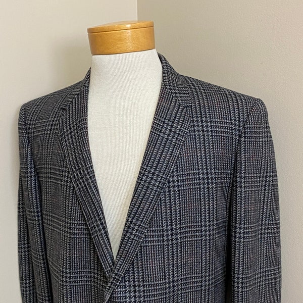 Vintage Mens 1966 Plaid Sport Coat Brown Gray Judson Philips Approx 42R