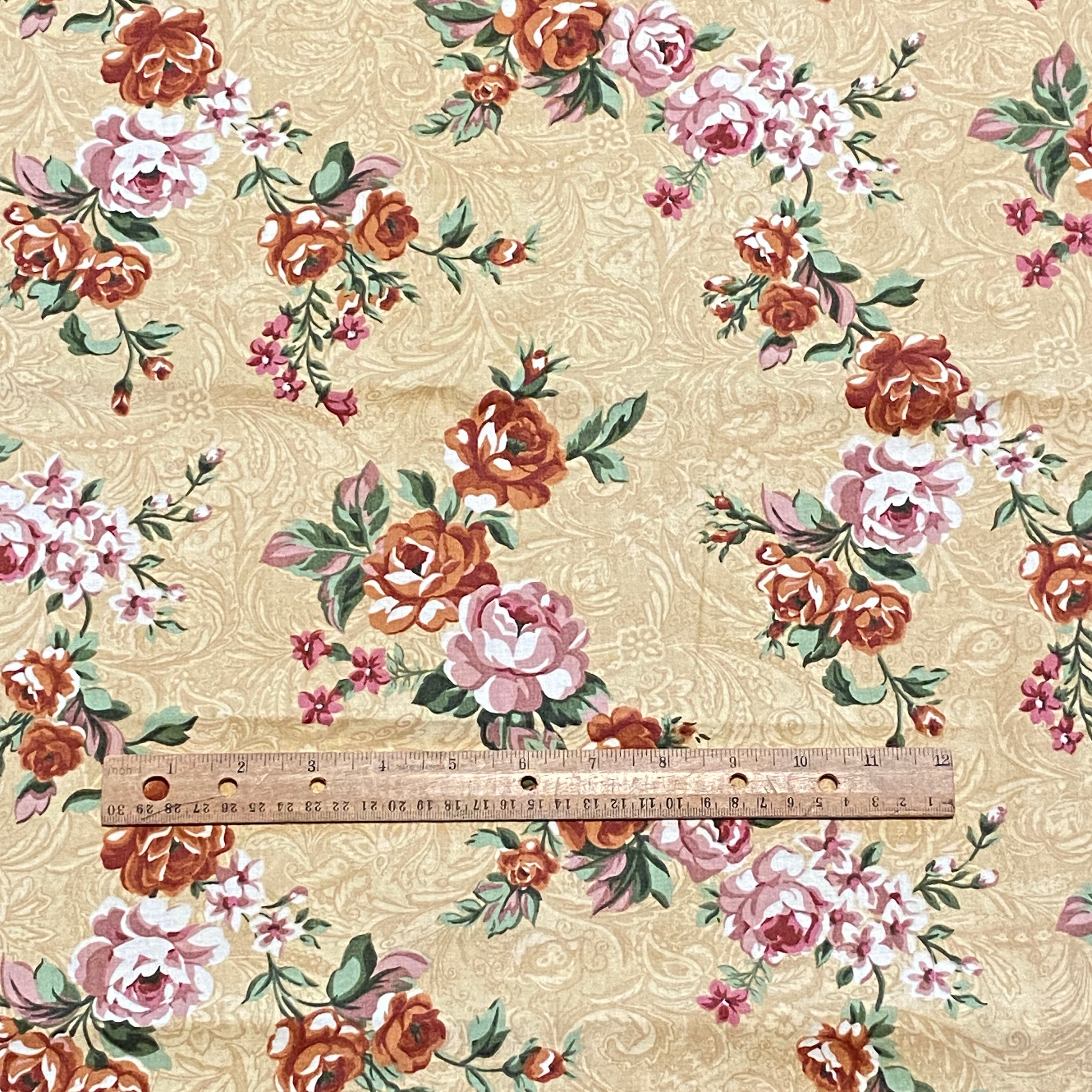 DRYROSE☆FLOWER QUILTING PT 1.3 YD Muted Rose Floral Fabric Beige Quilting Cotton - Etsy