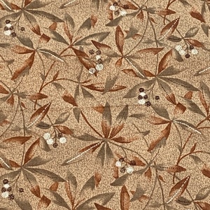 1 YD Daiwabo Leaf Print Fabric Brown Quilting Cotton