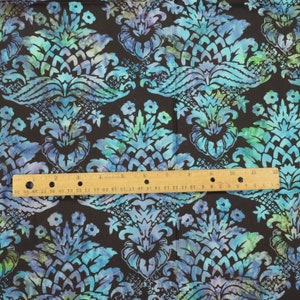Blue Black Medallion Print Cotton Batik Fabric 35x44