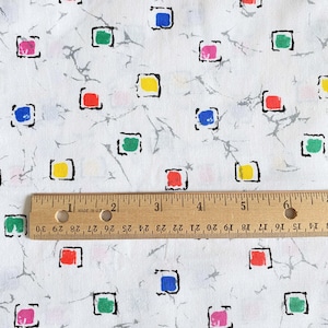 1.3 YD 61&quot; Wide 1980s Geometric Fabric Multicolor on White Quilting Cotton