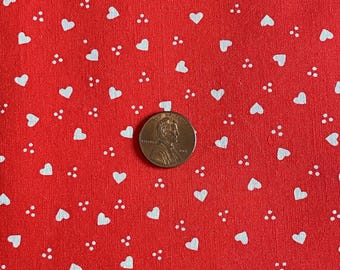 Micro Small Print Heart Dot Fabric Red Cotton 23x44