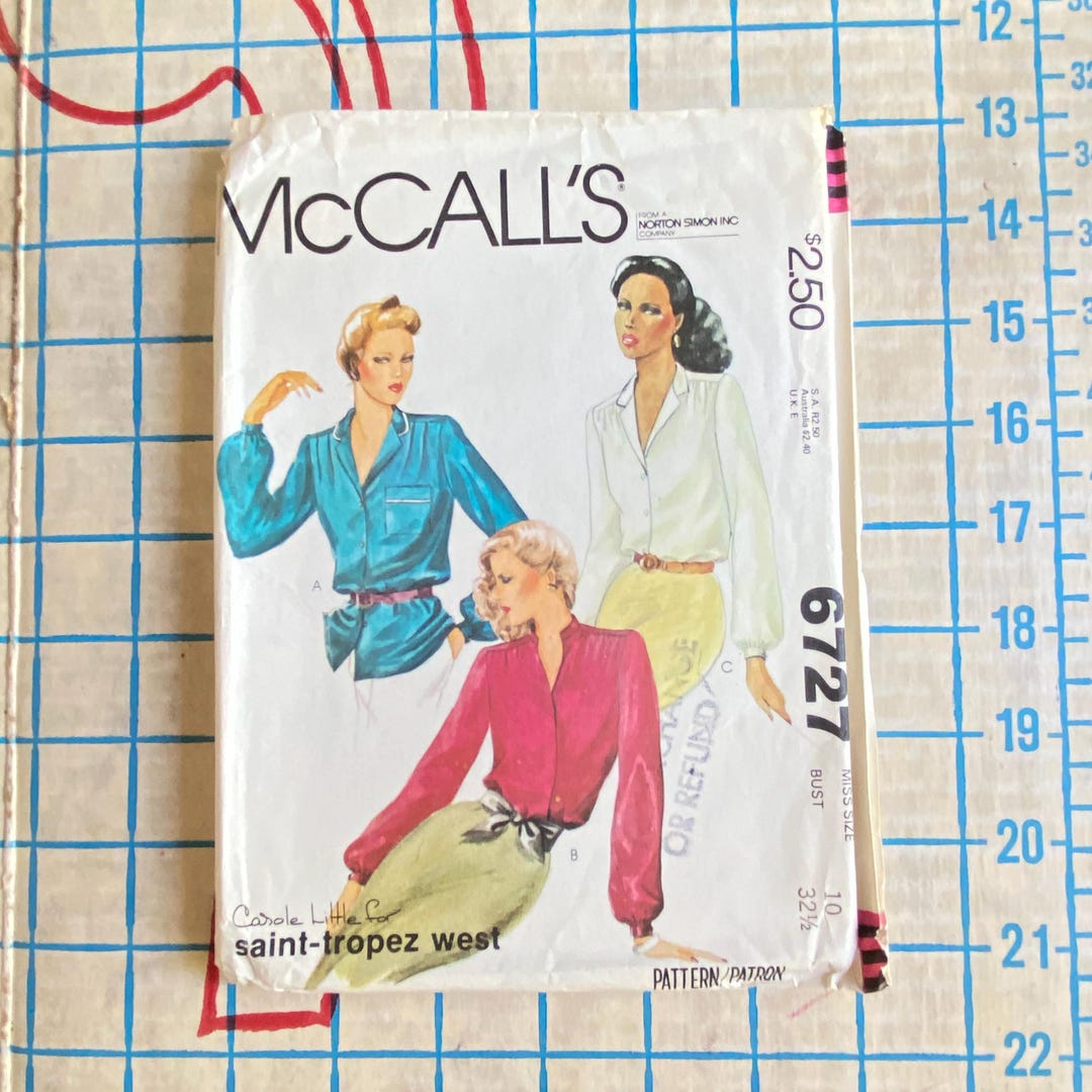 Simplicity 6727 Pattern Misses Uncut 1970s Long Sleeve Blouses Pattern Size 10 Mccalls 6727 - Etsy