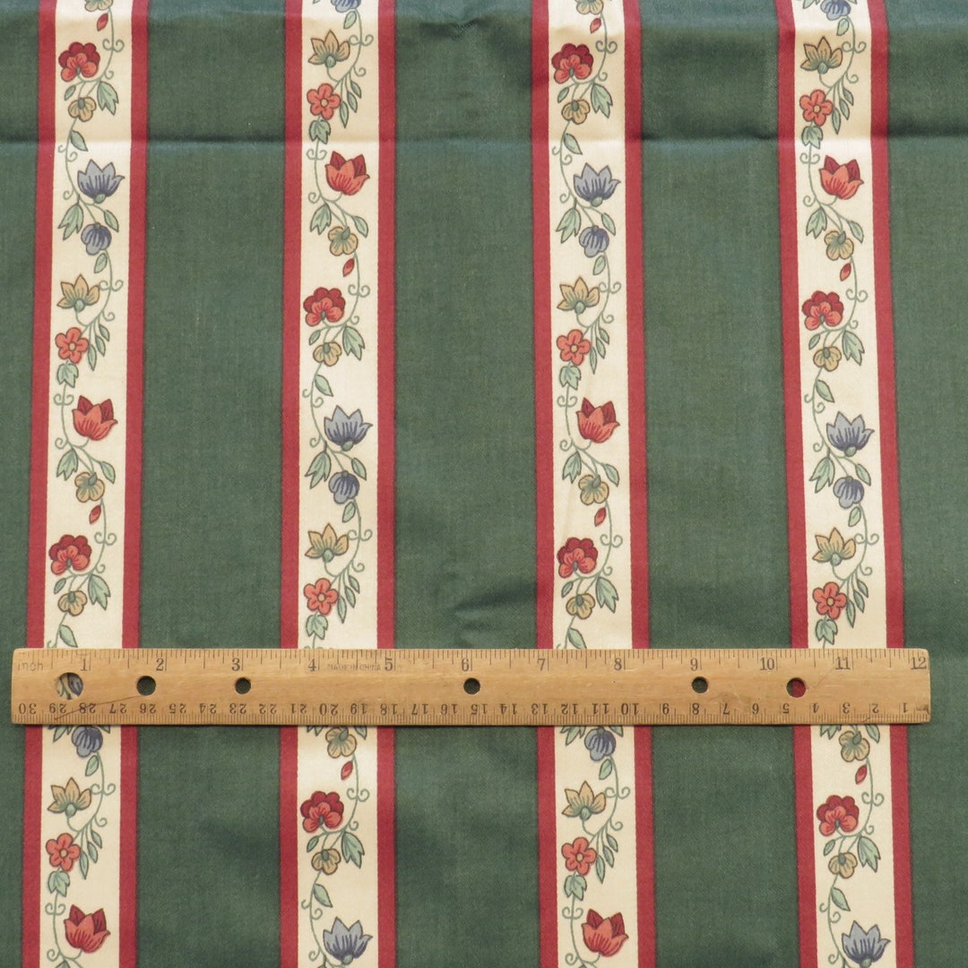 1.6 YD Vintage Floral Stripe Chintz Fabric Green - Etsy 1.6 YD Vintage Floral Stripe Chintz Fabric Green - Etsy