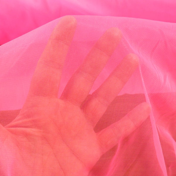 Vintage 1980s Dayglo Pink Nylon Chiffon Fabric Sheer BTY