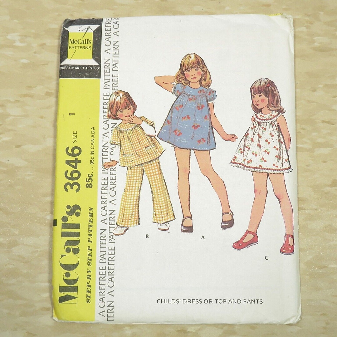 Vintage Uncut 1970s Toddler Girls Dress Pants Pattern Size 1 Mccalls ...