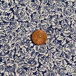 Small Print Packed Floral Fabric Dark Blue Quilting Cotton 34x44