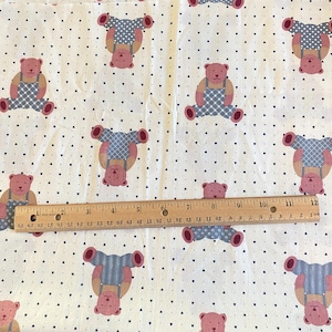 Vintage Teddy Bear Hearts Fabric Ecru Quilting Cotton 28x44