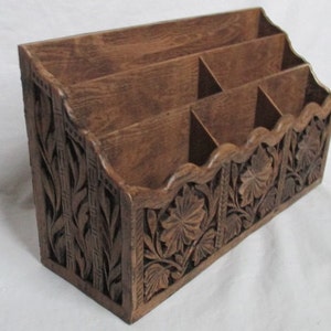 Vintage tiki style faux wood organizer image 1