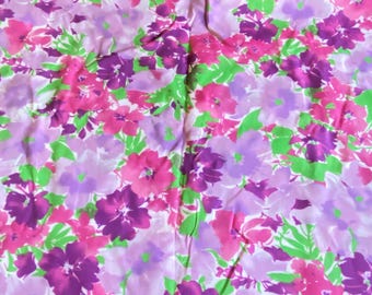 1 YD 59" Wide Watercolor Floral Fabric Pink Purple Cotton Print