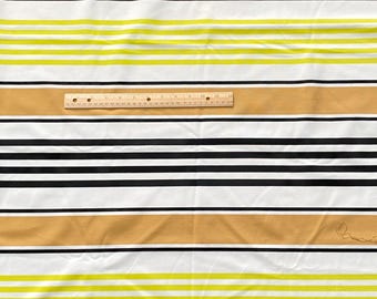 1.5 YD 1970s Vintage Stripe Knit Fabric Black Tan Green