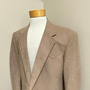 Mens Vintage Western Ultra Suede Sport Coat Beige Size 44R