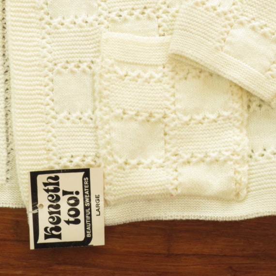 Womens 1970s Vintage Cardi Sweater Size L Ivory C… - image 3