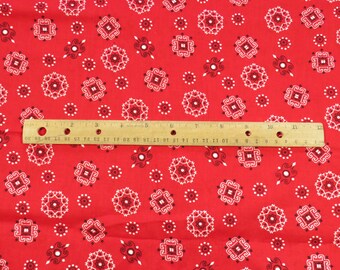 Vintage Red Bandana Print Cotton Fabric 1.8 YD