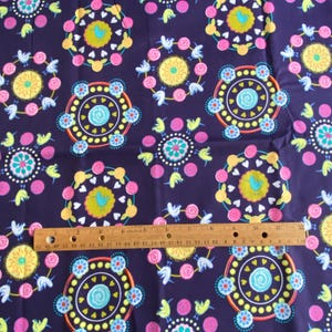 1 YD Birdie Medallion Fabric Blue Quilting Cotton