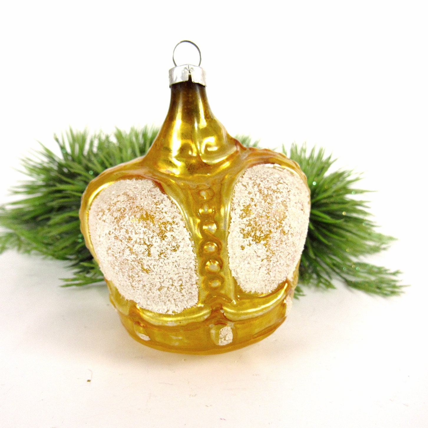 Vintage Blown Glass Crown Ornament Etsy
