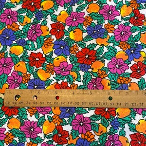 2 YD Vintage Floral Fruit Knit Fabric 1980s 90s Vintage