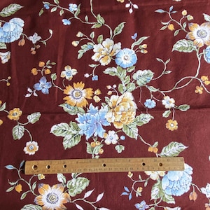 Vintage Floral Interior Decor Fabric Red-Brown Cotton 34x52
