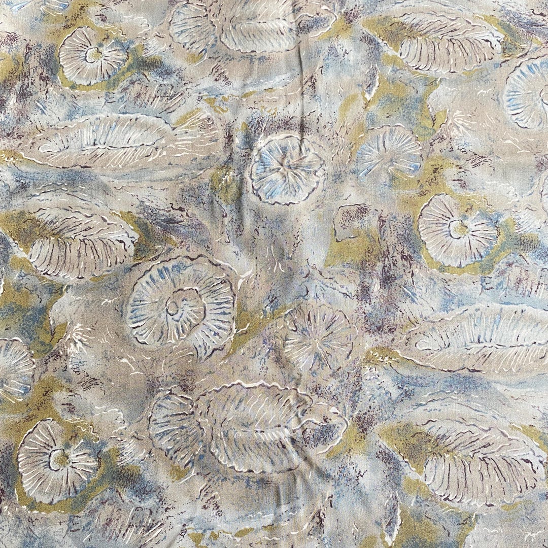 2.5 YD Abstract Shells Fabric Taupe Cotton Print - Etsy