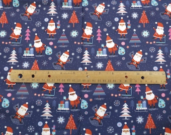 Mod Contemporary Santa Fabric JoAnn Dark Blue Cotton BTY