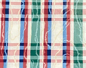 BTY 1980s Chintz Fabric Multicolor Check Vintage Home Decor