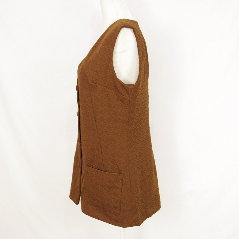 Brown 1970s Double Knit Polyester Vest Size Medium to Large