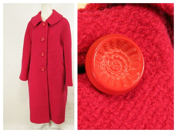 1950s Vintage Coat Pink Boucle Tweed Approximate S