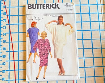 Misses Uncut 1980s Drop Waist Dress Pattern Size 8 10 12 Butterick 3941