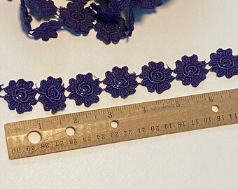 5 YD Purple Flower Chain Trim Rayon Fiber Clothing Apparel