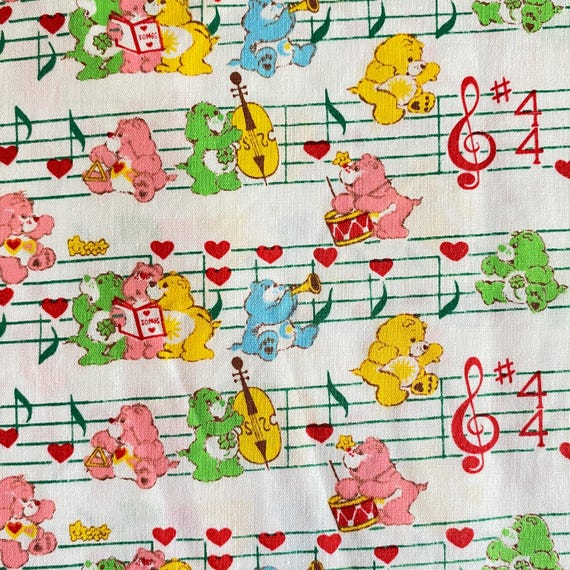 2.3 YD Vintage Care Bears Music Notes Fabric Cotton Poly