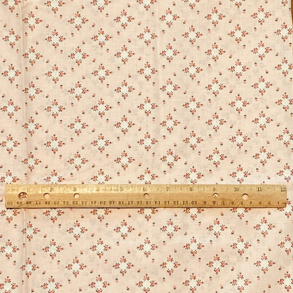 Vintage Baby Pink Small Print Floral Cotton Fabric VIP Cranston 35x43