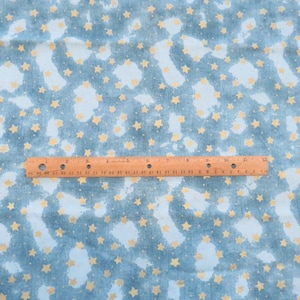 BTY Soft Blue Night Sky Stars Fabric Quilting Cotton