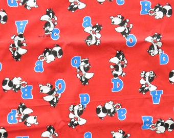 BTY Vintage Baby Sylvester Fabric Red Cotton Print