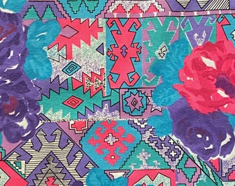 BTY 1980s Neon Geometric Knit Fabric Vintage Retro