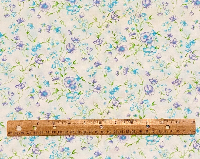 Copper Prairie Petals Blue Fabric