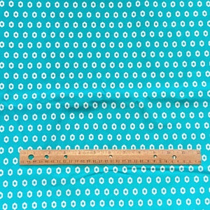 1.9 YD Small Print Geometric Fabric Turquoise Cotton Print