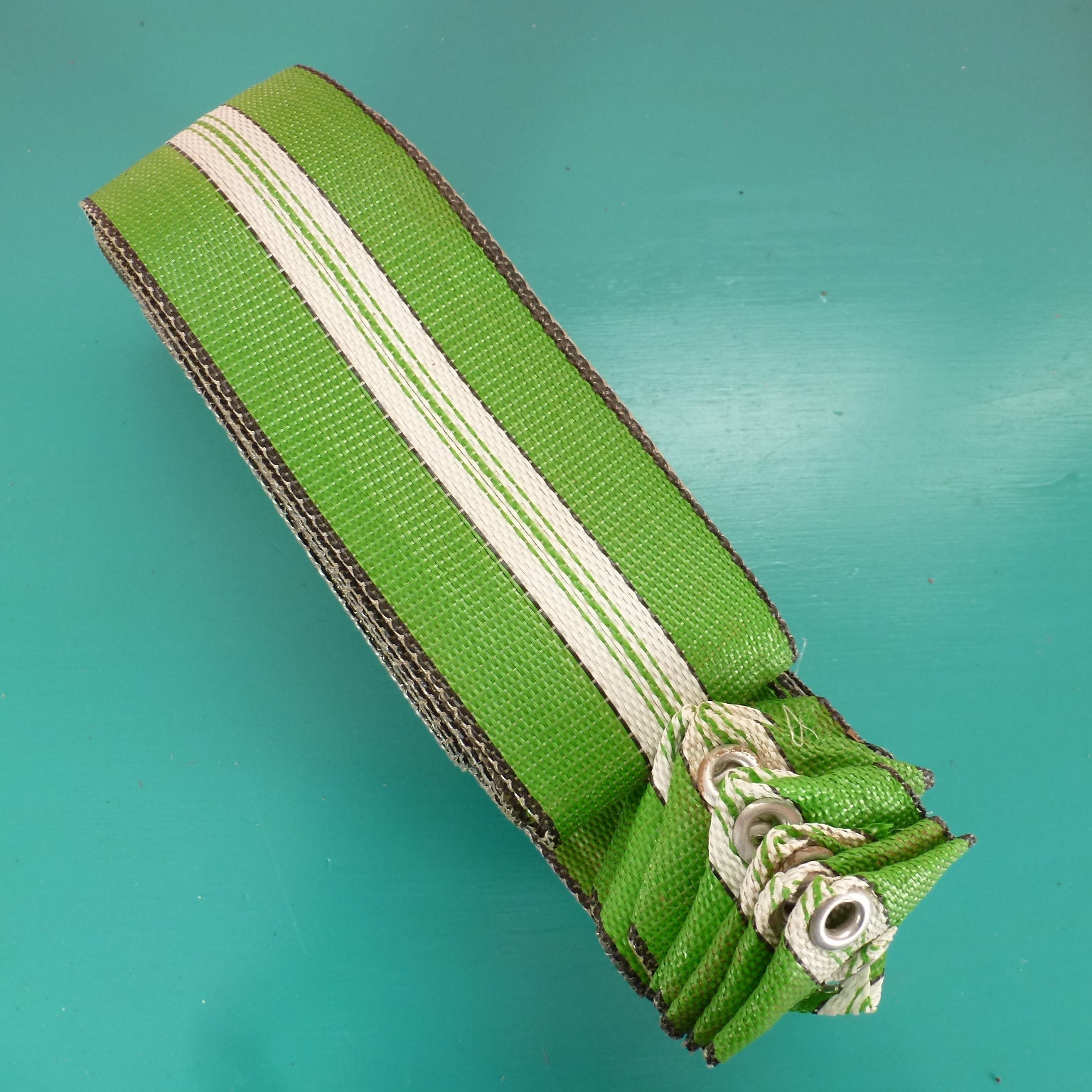 Vintage Chair bing Straps Grass Green White Black Stripe Etsy