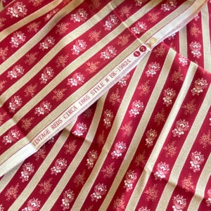1.3 YD Floral Stripe Fabric Soft Red Quilting Cotton