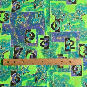 1.6 YD Bright 1980s 90s Abstract Geometric Fabric Green Cotton