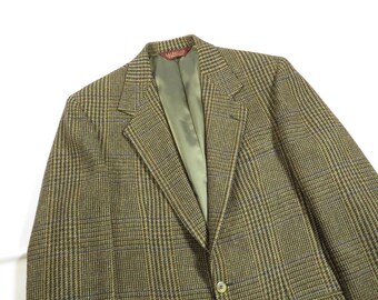 Mens Vintage Nordstrom Sport Coat Brown Overcheck 40L