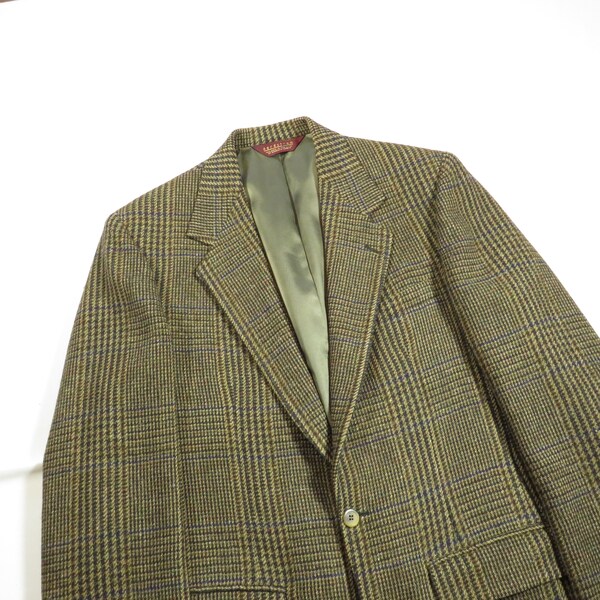 Mens Vintage Nordstrom Sport Coat Brown Overcheck 40L