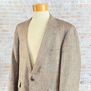 Mens Vintage Silk Sport Coat Brown 43R 44R