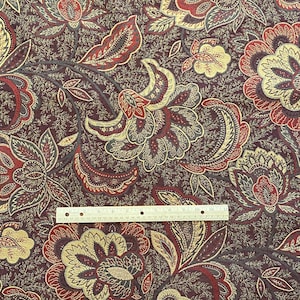 BTY Large Jacobean Floral Upholstery Fabric Brown Vintage