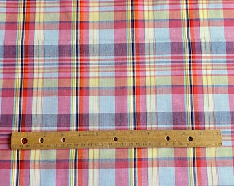 1.5 YD Shirting Fabric Red Preppy Plaid Polycotton