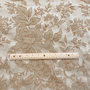 BTY Beige Floral Jacquard Upholstery Fabric Interior Decor