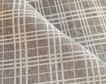 BTY 1970s Brown Plaid Check Double Knit Polyester Fabric FLAWED