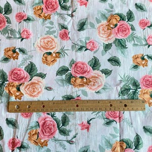 Pastel Rose Floral Fabric Gray Quilting Cotton 34x45