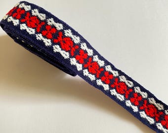 2.9 YD 1970s Cotton Trim Red White Blue for Apparel