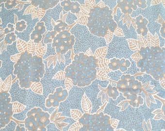 2.2 YD 1970s Pastel Blue Floral Polyester Knit Fabric