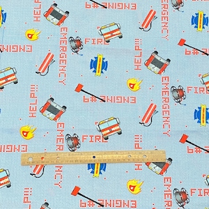 1.4 YD Fire Engine Emergency Fabric Blue Cotton